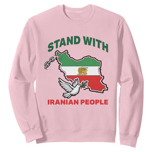 Stand With Iranian People Peace Dove Sweatshirt Iran Map Flag Freedom Human Rights Support TS02 Light Pink Print Your Wear