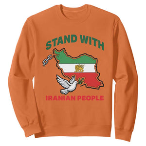 Stand With Iranian People Peace Dove Sweatshirt Iran Map Flag Freedom Human Rights Support TS02 Orange Print Your Wear