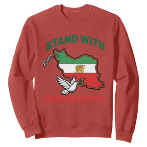Stand With Iranian People Peace Dove Sweatshirt Iran Map Flag Freedom Human Rights Support TS02 Red Print Your Wear