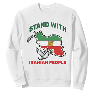 Stand With Iranian People Peace Dove Sweatshirt Iran Map Flag Freedom Human Rights Support TS02 White Print Your Wear