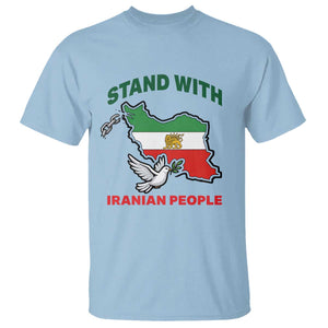 Stand With Iranian People Peace Dove T Shirt Iran Map Flag Freedom Human Rights Support TS02 Light Blue Print Your Wear