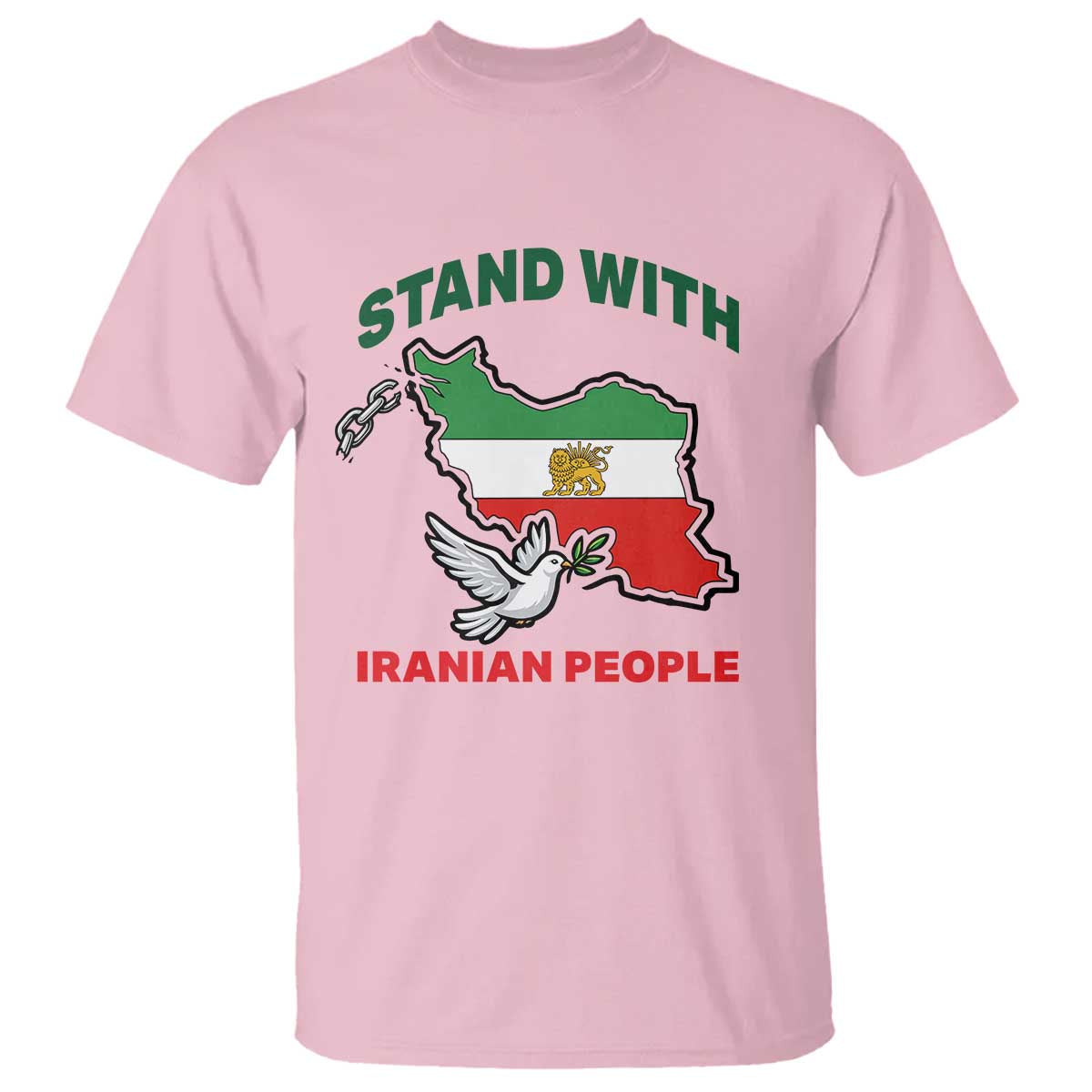 Stand With Iranian People Peace Dove T Shirt Iran Map Flag Freedom Human Rights Support TS02 Light Pink Print Your Wear