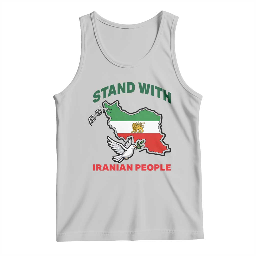 Stand With Iranian People Peace Dove Tank Top Iran Map Flag Freedom Human Rights Support TS02 Ash Print Your Wear
