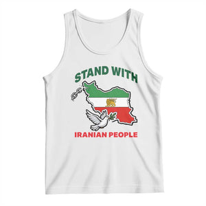 Stand With Iranian People Peace Dove Tank Top Iran Map Flag Freedom Human Rights Support TS02 White Print Your Wear