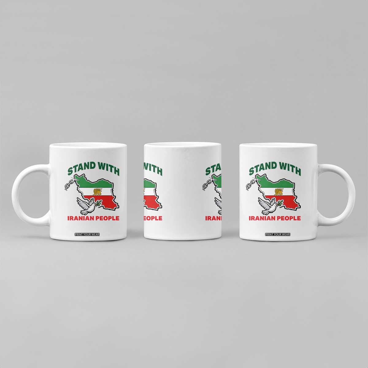 Stand With Iranian People Peace Dove Coffee Mug Iran Map Flag Freedom Human Rights Support TS02 Print Your Wear