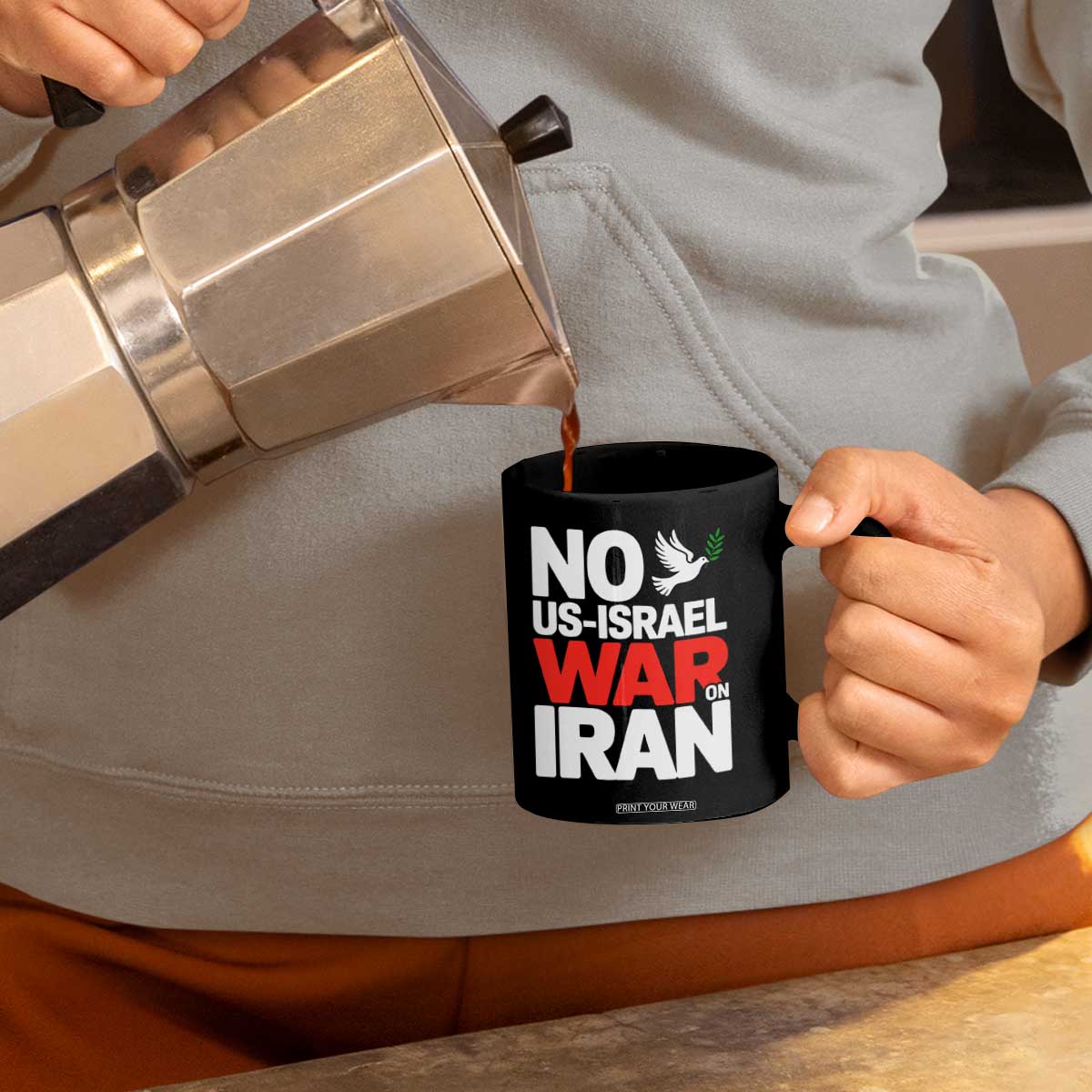 No US Israel War On Iran Coffee Mug Anti War Peace Dove TS02 Print Your Wear