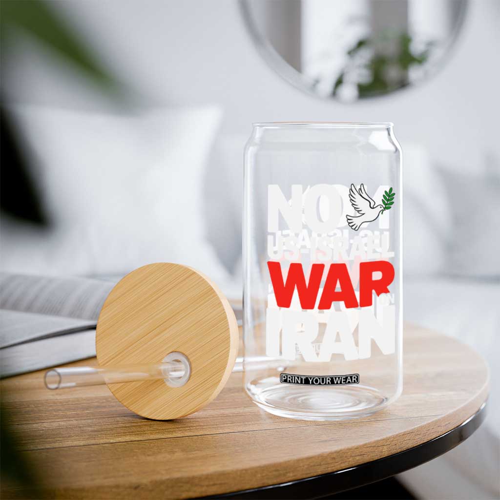 No US Israel War On Iran Glass Can Anti War Peace Dove TS02 Print Your Wear