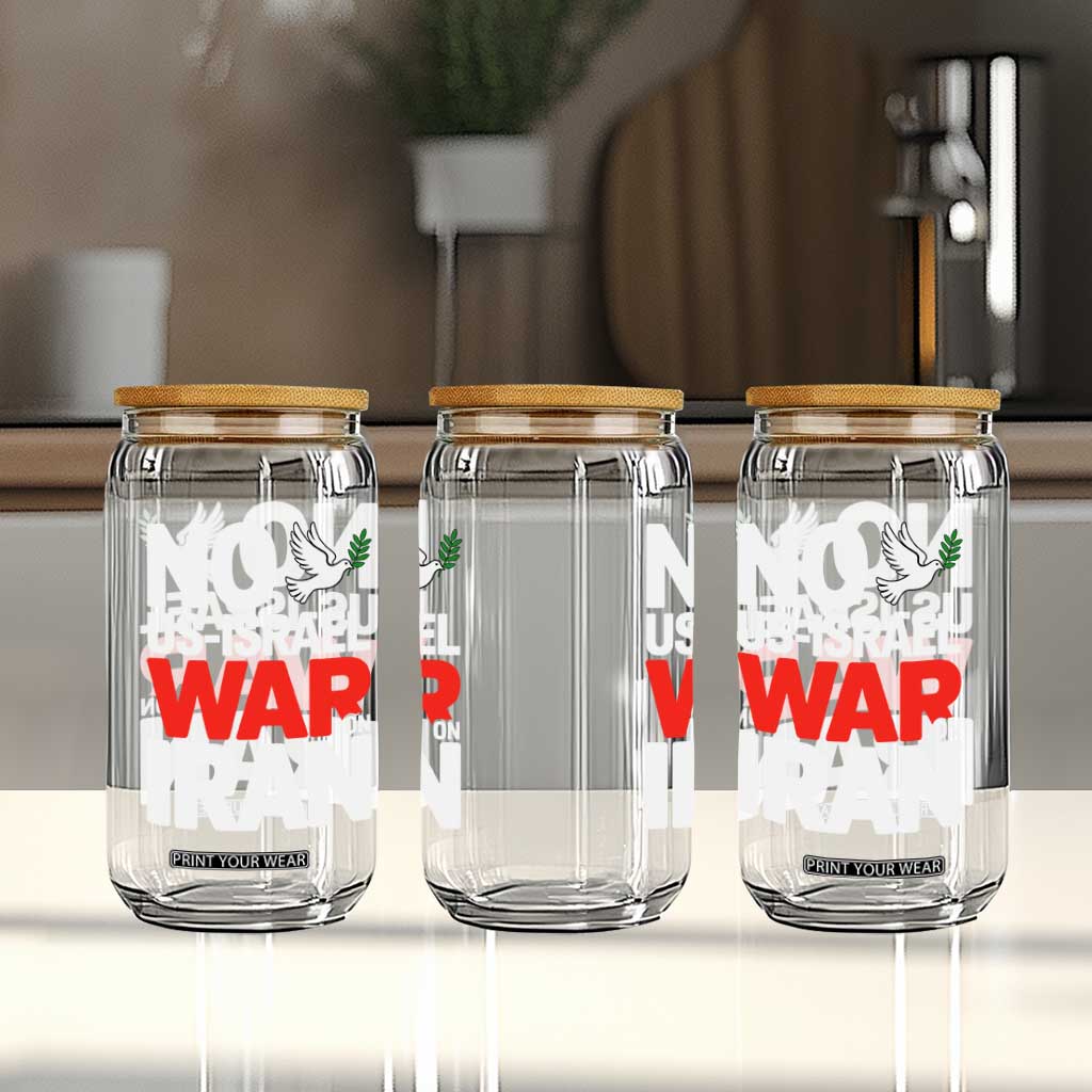 No US Israel War On Iran Glass Can Anti War Peace Dove TS02 Print Your Wear