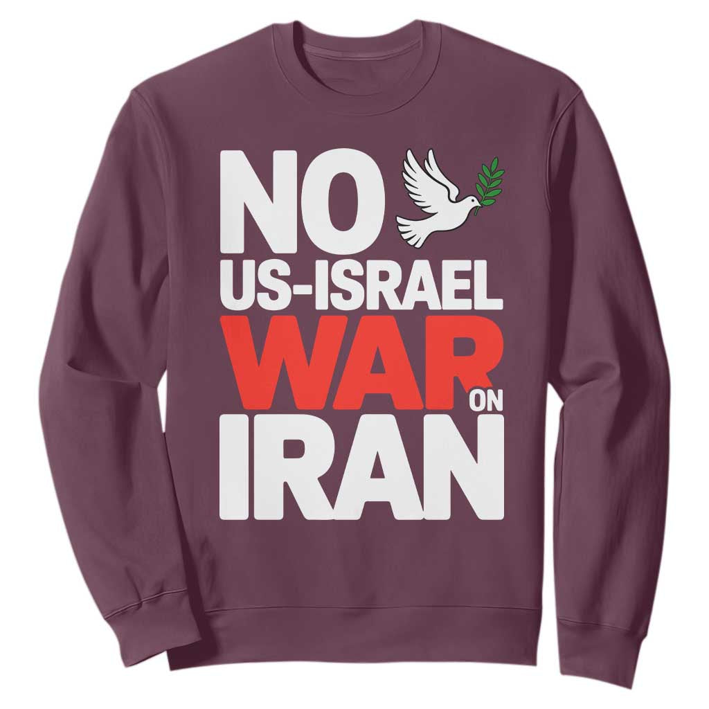 No US Israel War On Iran Sweatshirt Anti War Peace Dove TS02 Maroon Print Your Wear
