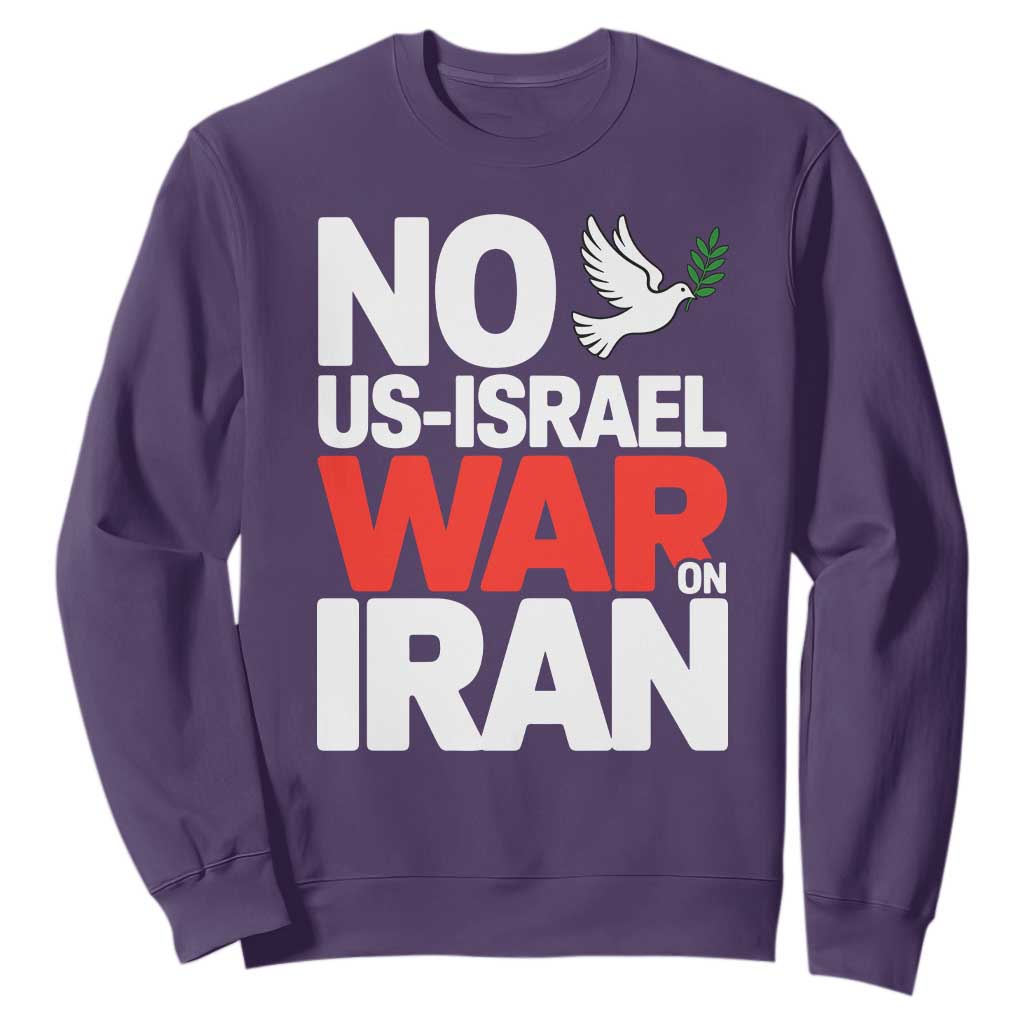 No US Israel War On Iran Sweatshirt Anti War Peace Dove TS02 Purple Print Your Wear