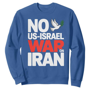 No US Israel War On Iran Sweatshirt Anti War Peace Dove TS02 Royal Blue Print Your Wear
