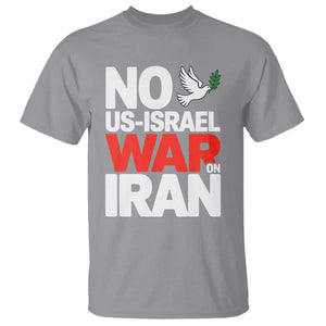 No US Israel War On Iran T Shirt - Anti War Peace Dove TS02 Sport Gray Print Your Wear