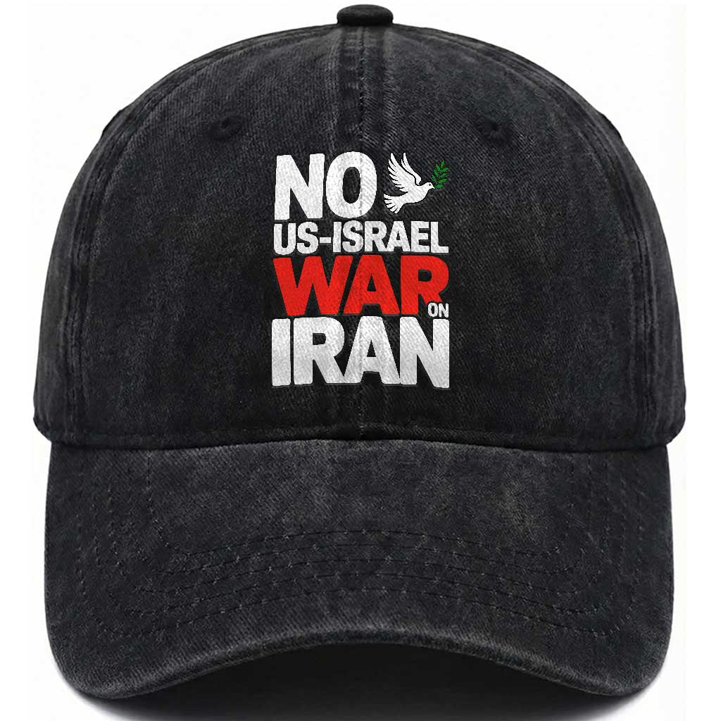 No US Israel War On Iran Washed Cotton Baseball Cap Anti War Peace Dove TS02 Washed Cap Universal Fit Black Print Your Wear