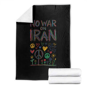 No War On Iran Colorful Peace Graphic Throw Blanket Retro Anti War Protest TS02 Black Print Your Wear