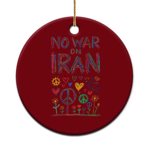 No War On Iran Colorful Peace Graphic Ceramic Ornament Retro Anti War Protest TS02 1pc Red Print Your Wear