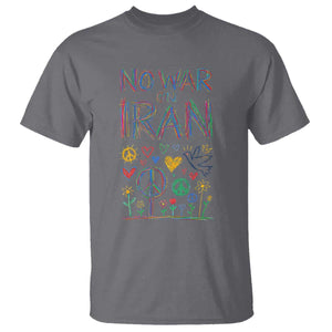 No War On Iran Colorful Peace Graphic T Shirt Retro Anti War Protest TS02 Charcoal Print Your Wear