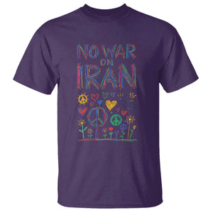 No War On Iran Colorful Peace Graphic T Shirt Retro Anti War Protest TS02 Purple Print Your Wear