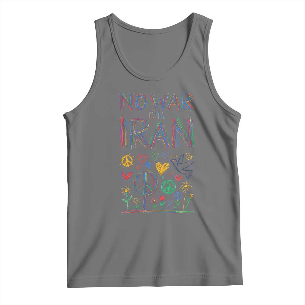 No War On Iran Colorful Peace Graphic Tank Top Retro Anti War Protest TS02 Black Heather Print Your Wear
