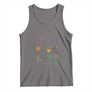 No War On Iran Colorful Peace Graphic Tank Top Retro Anti War Protest TS02 Deep Heather Print Your Wear