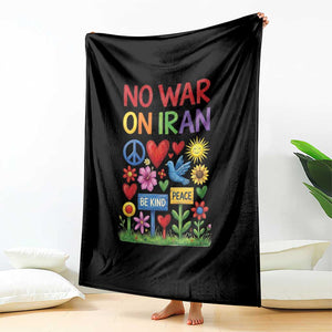 No War On Iran Colorful Peace Protest Throw Blanket Anti War Activist Statement TS02 Print Your Wear
