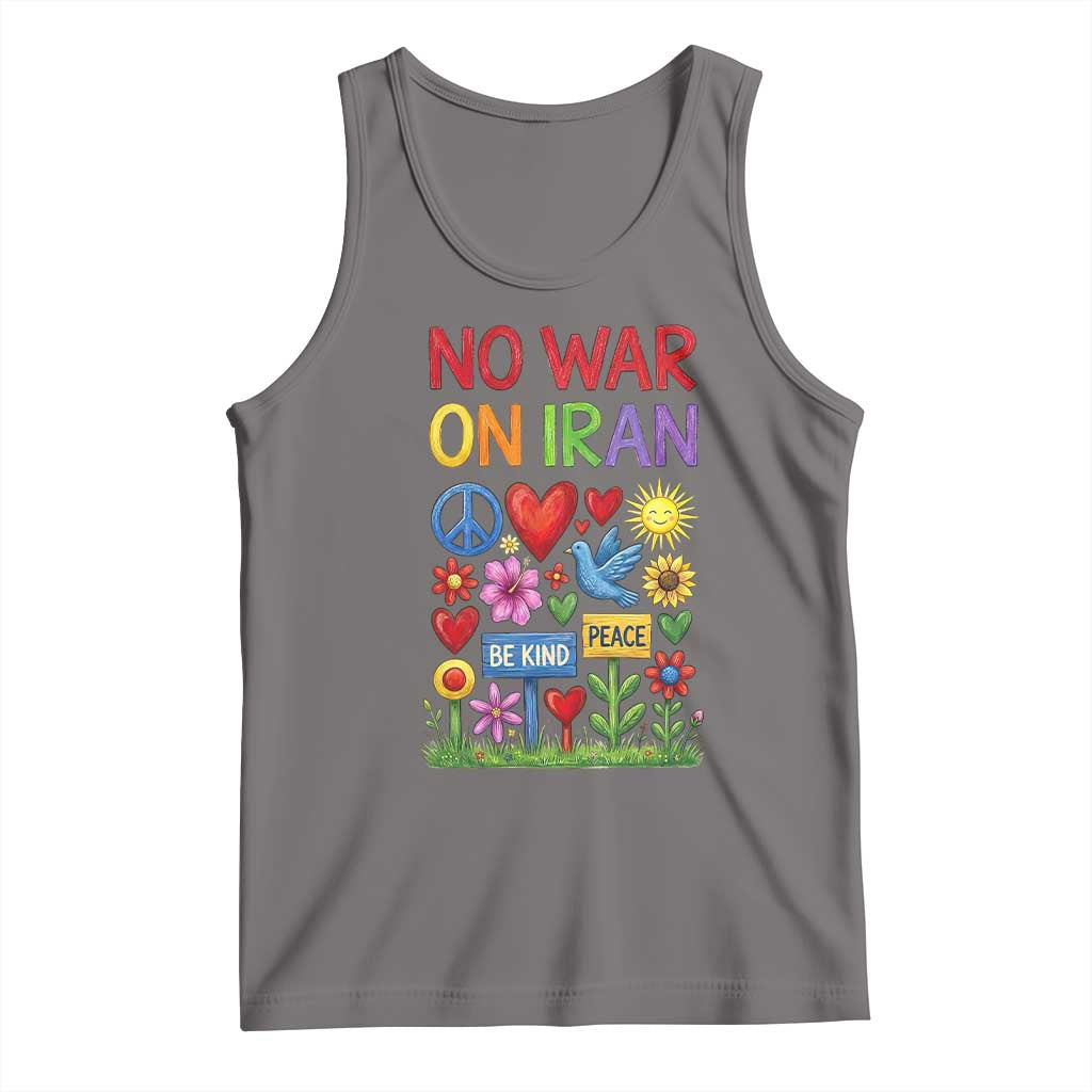 No War On Iran Colorful Peace Protest Tank Top Anti War Activist Statement TS02 Deep Heather Print Your Wear