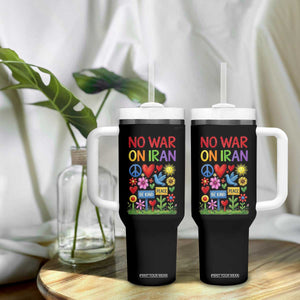 No War On Iran Colorful Peace Protest Tumbler With Handle Anti War Activist Statement TS02 Print Your Wear