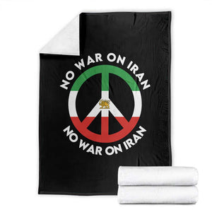 No War On Iran Peace Symbol Throw Blanket Iranian Lion Emblem Anti War Protest TS02 Black Print Your Wear