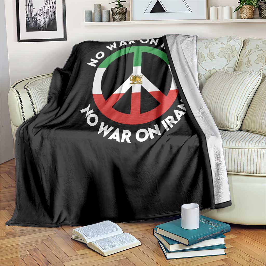No War On Iran Peace Symbol Throw Blanket Iranian Lion Emblem Anti War Protest TS02 Print Your Wear