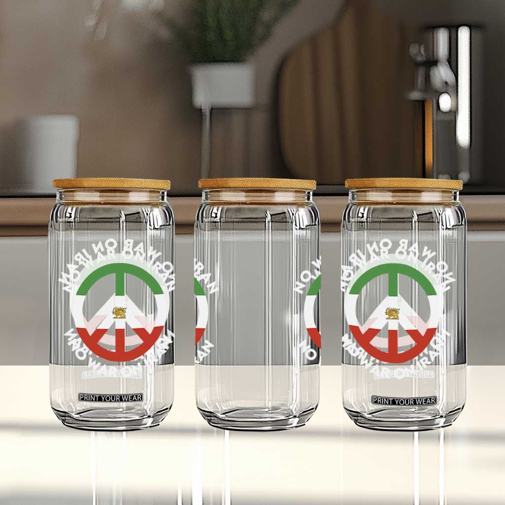 No War On Iran Peace Symbol Glass Can Iranian Lion Emblem Anti War Protest TS02 Print Your Wear