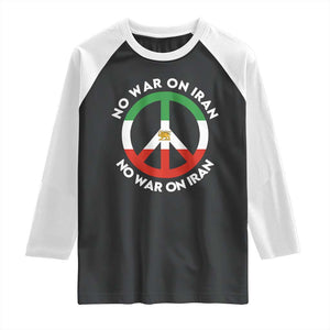 No War On Iran Peace Symbol Raglan Shirt Iranian Lion Emblem Anti War Protest TS02 Black White Print Your Wear