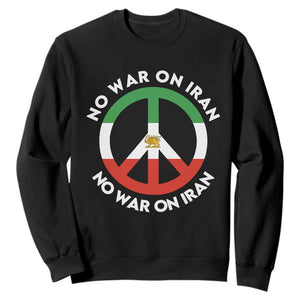 No War On Iran Peace Symbol Sweatshirt Iranian Lion Emblem Anti War Protest TS02 Black Print Your Wear
