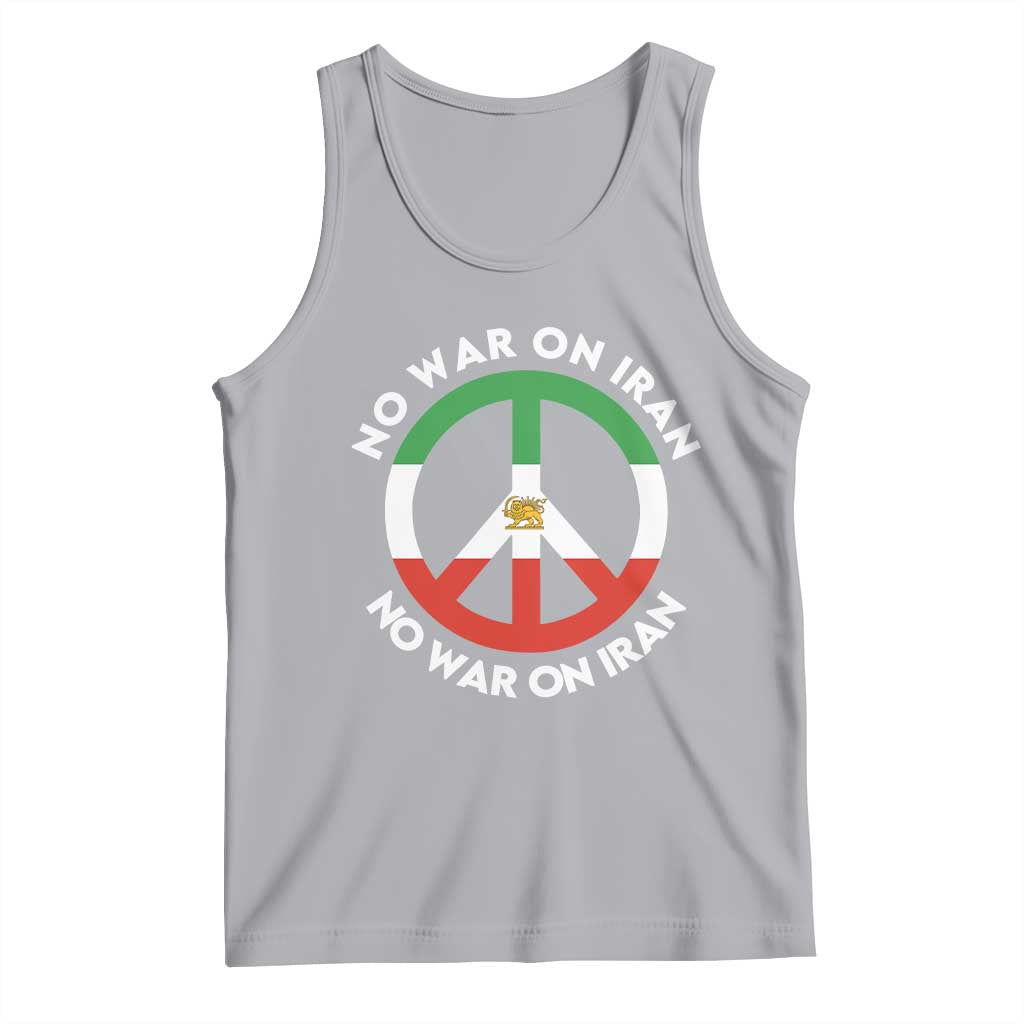 No War On Iran Peace Symbol Tank Top Iranian Lion Emblem Anti War Protest TS02 Athletic Heather Print Your Wear
