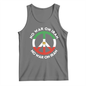 No War On Iran Peace Symbol Tank Top Iranian Lion Emblem Anti War Protest TS02 Black Heather Print Your Wear