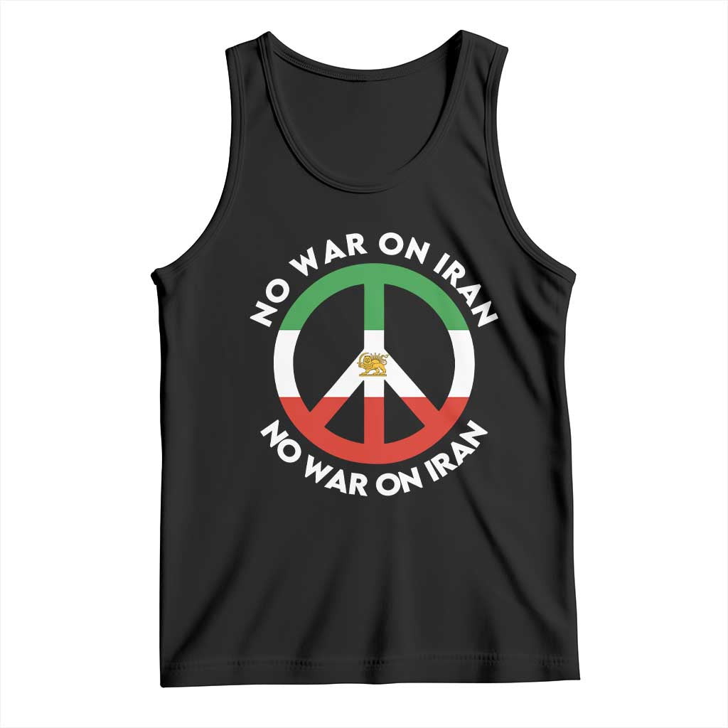 No War On Iran Peace Symbol Tank Top Iranian Lion Emblem Anti War Protest TS02 Black Print Your Wear