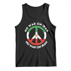 No War On Iran Peace Symbol Tank Top Iranian Lion Emblem Anti War Protest TS02 Black Print Your Wear