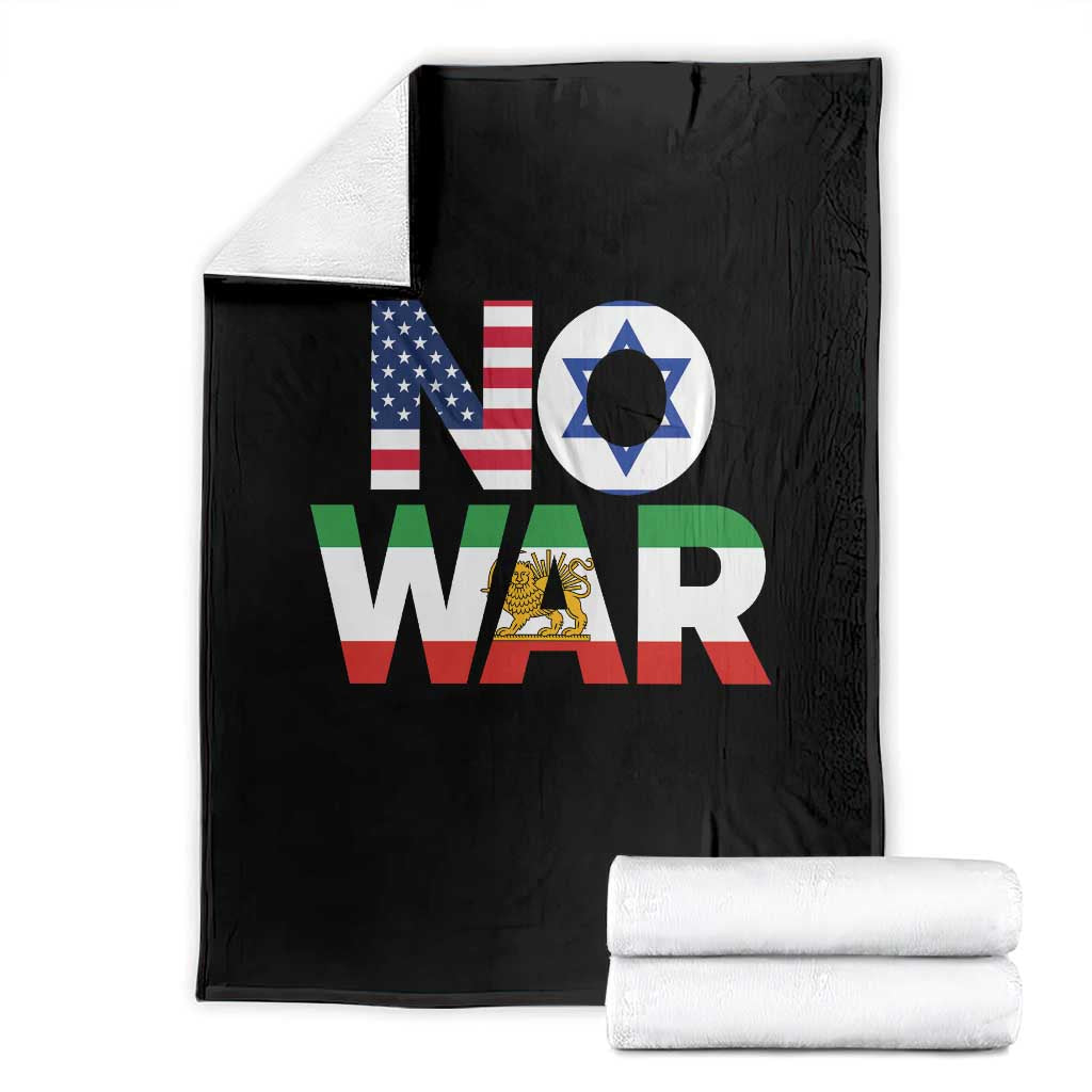 No War USA Israel Iran Flags Throw Blanket Anti War Protest Political Statement TS02 Black Print Your Wear