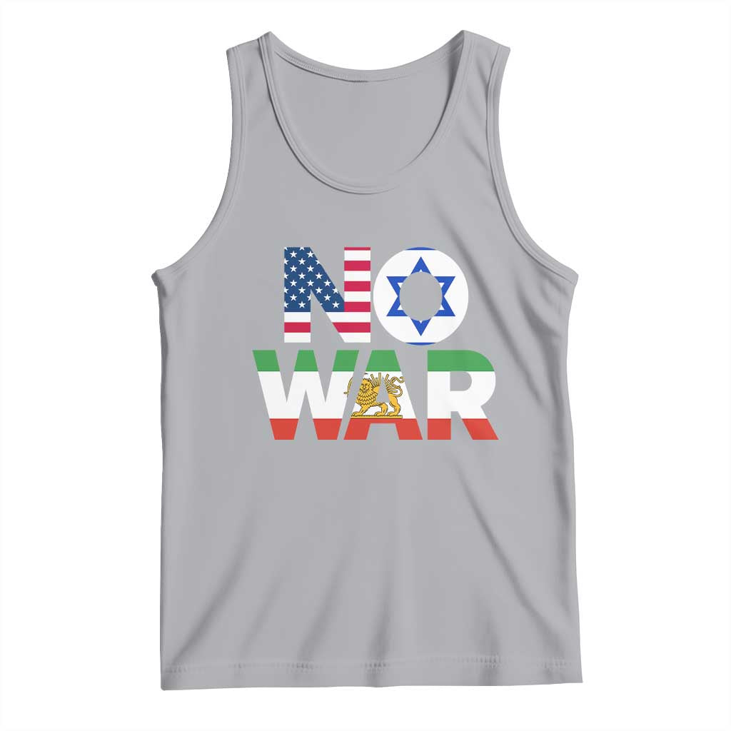 No War USA Israel Iran Flags Tank Top Anti War Protest Political Statement TS02 Athletic Heather Print Your Wear