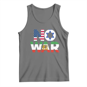 No War USA Israel Iran Flags Tank Top Anti War Protest Political Statement TS02 Black Heather Print Your Wear