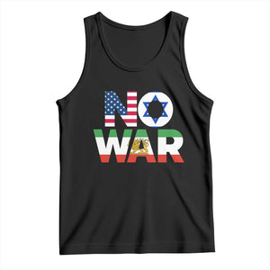 No War USA Israel Iran Flags Tank Top Anti War Protest Political Statement TS02 Black Print Your Wear