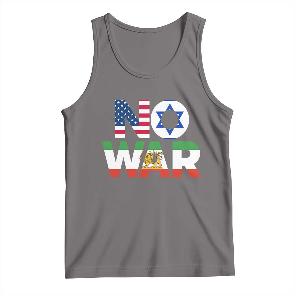 No War USA Israel Iran Flags Tank Top Anti War Protest Political Statement TS02 Deep Heather Print Your Wear