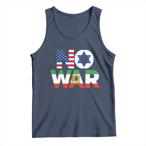 No War USA Israel Iran Flags Tank Top Anti War Protest Political Statement TS02 Navy Print Your Wear
