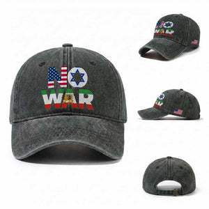 No War USA Israel Iran Flags Washed Cotton Baseball Cap Anti War Protest Political Statement TS02 Washed Cap Universal Fit Dark Green Print Your Wear