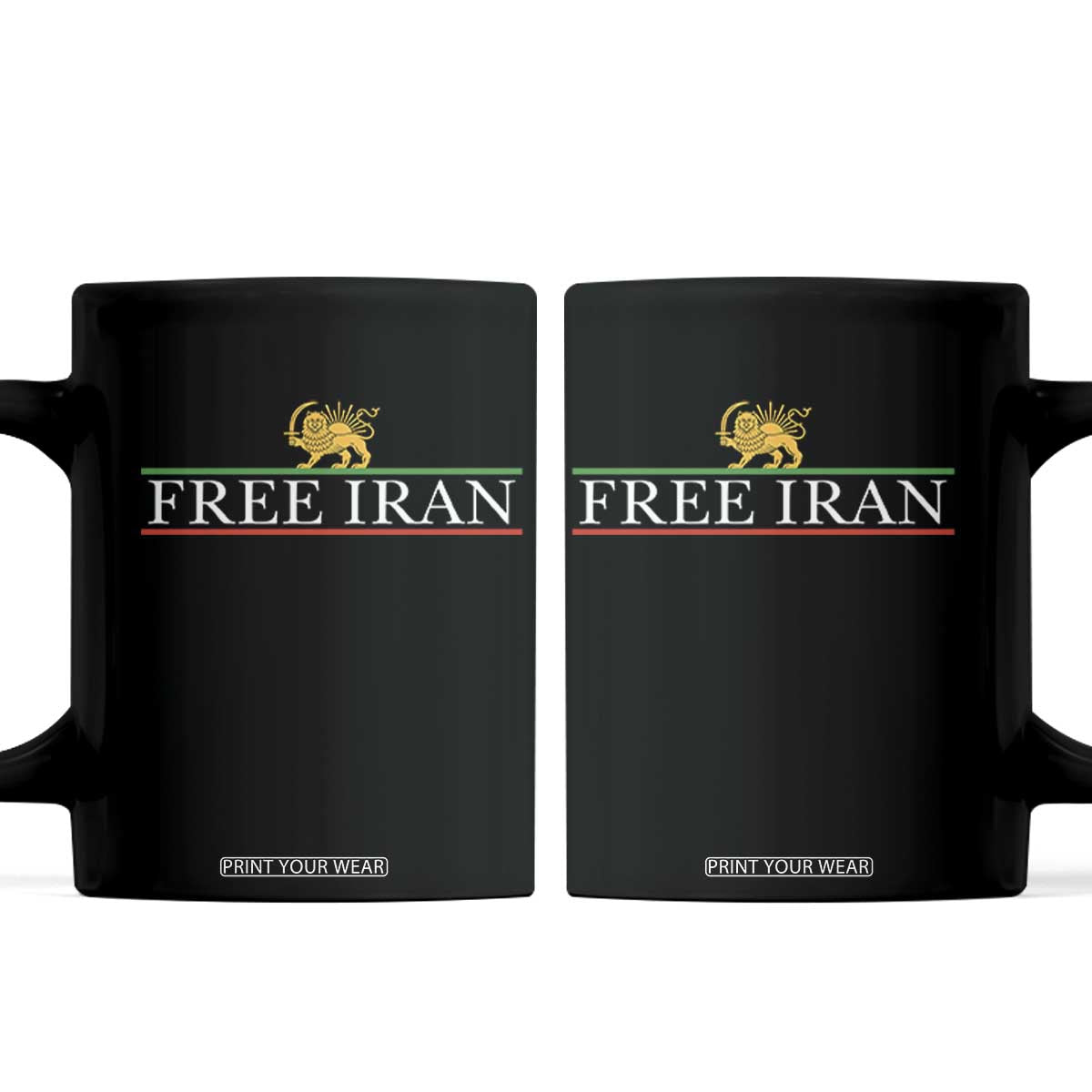 Free Iran Lion And Sun Graphic Coffee Mug Iranian Freedom Supporters TS02 Black Print Your Wear