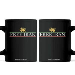 Free Iran Lion And Sun Graphic Coffee Mug Iranian Freedom Supporters TS02 Black Print Your Wear
