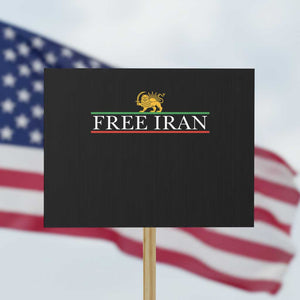 Free Iran Lion And Sun Graphic Protest Sign Iranian Freedom Supporters TS02 Horizontal 18" × 24" Black Print Your Wear