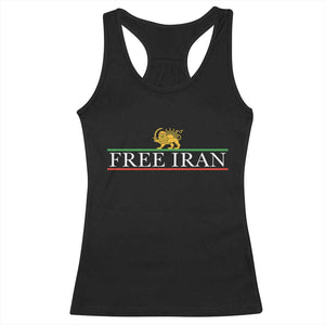 Free Iran Lion And Sun Graphic Racerback Tank Top Iranian Freedom Supporters TS02 Black Print Your Wear