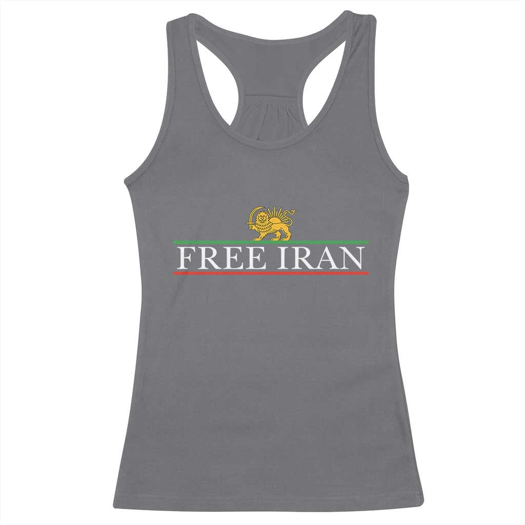 Free Iran Lion And Sun Graphic Racerback Tank Top Iranian Freedom Supporters TS02 Charcoal Print Your Wear