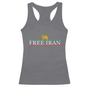 Free Iran Lion And Sun Graphic Racerback Tank Top Iranian Freedom Supporters TS02 Charcoal Print Your Wear