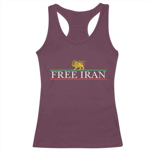 Free Iran Lion And Sun Graphic Racerback Tank Top Iranian Freedom Supporters TS02 Maroon Print Your Wear