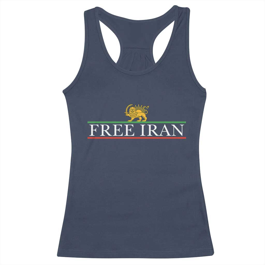 Free Iran Lion And Sun Graphic Racerback Tank Top Iranian Freedom Supporters TS02 Navy Print Your Wear